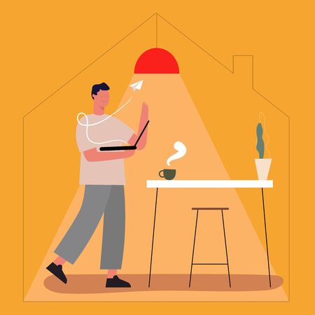 The poster of stay at home campaign with vector illustration styleのイラスト素材