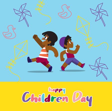 Poster of Children Day with vector illustrationのイラスト素材