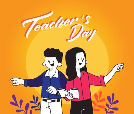 Poster Teacher's Day with vector illustrationのイラスト素材