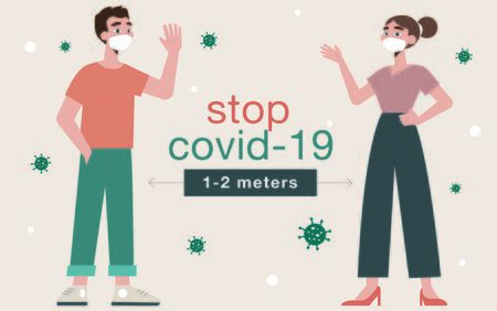 Poster Stop Covid-19 with vector illustrationのイラスト素材