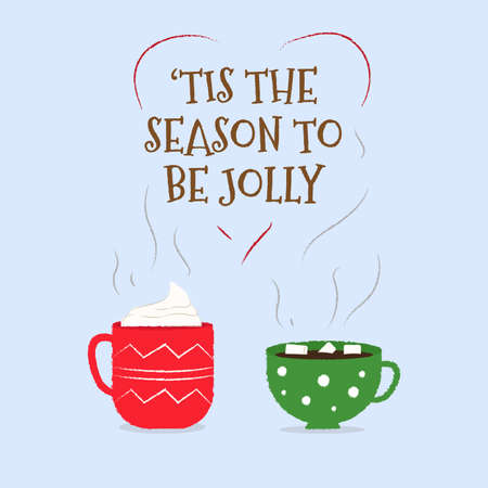 An illustrated hot drinks to celebrate the jolliness of Christmasのイラスト素材