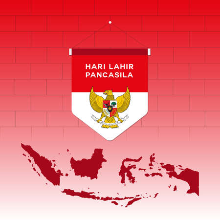 Illustration for celebration of Hari Lahir Pancasila (trans: Pancasila Born Day)のイラスト素材