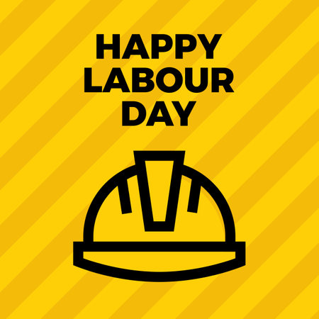 labor day in a yellow project hatのイラスト素材