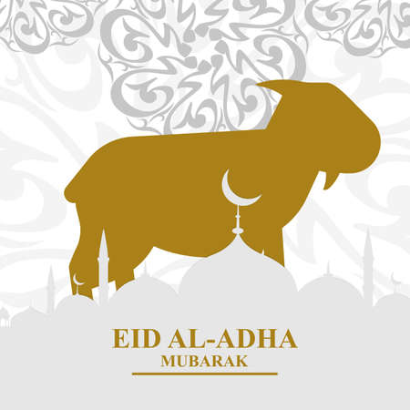 eid al adha with goat in arabesque backgroundのイラスト素材