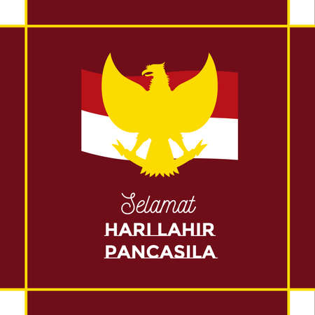 Hari Lahir Pancasila / Pancasila National Day Indonesia Greeting Posterのイラスト素材