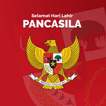 Pancasila day with emblem backgroundのイラスト素材