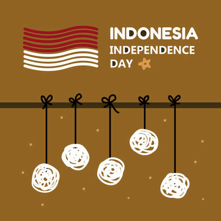 Indonesia Independence Day Greeting Poster / Dirgahayu HUT Kemerdekaan Indonesiaのイラスト素材