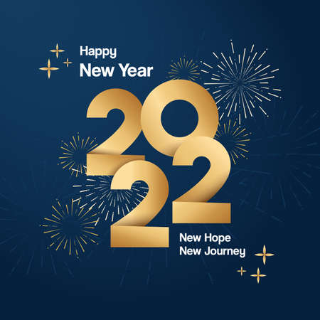 Happy New Year 2022 Gold Contentのイラスト素材