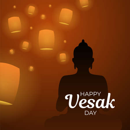 Happy Vesak Day - Night Lanternsのイラスト素材