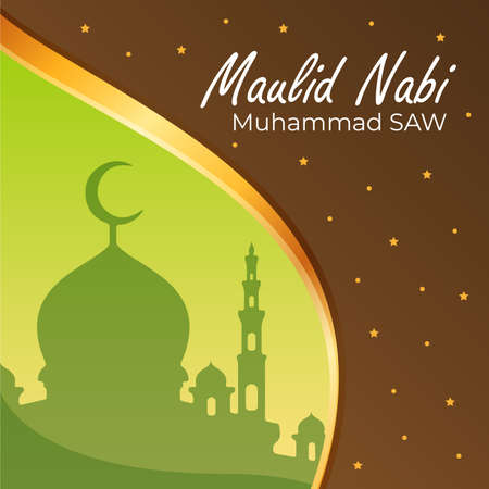 Selamat Hari Maulid Nabi Muhammad SAW. Translation: Happy Milad-un-Nabi Mubarakのイラスト素材
