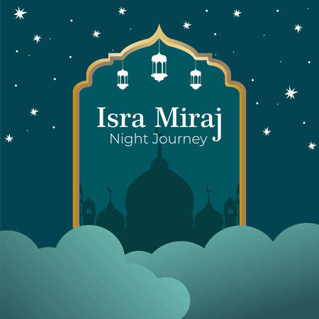 Isra Miraj Poster - The Night Journey Blueのイラスト素材