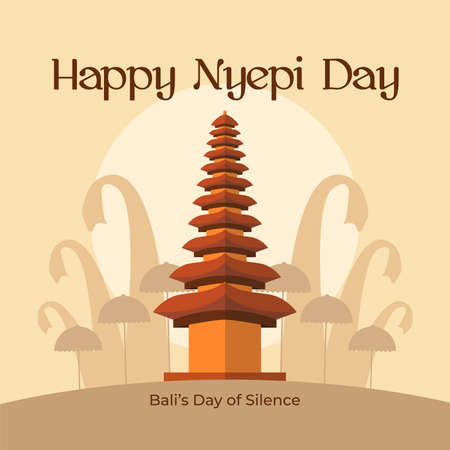 Happy Nyepi Day - Bali's Day of Silenceのイラスト素材
