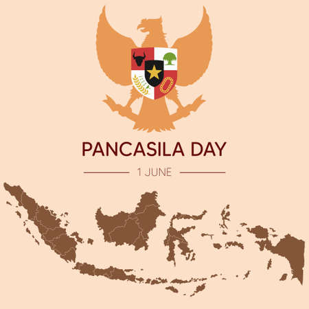 Indonesian Pancasila Day Greetings Card.のイラスト素材