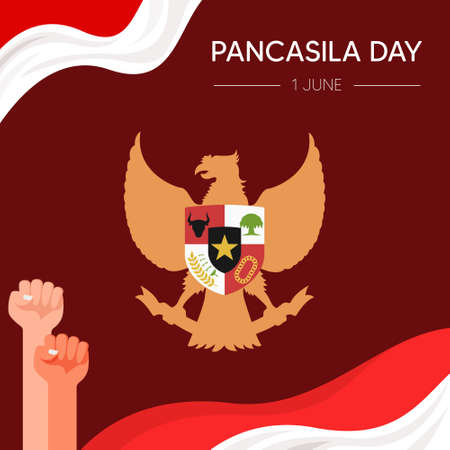 Indonesian Pancasila Day Greetings Card.のイラスト素材