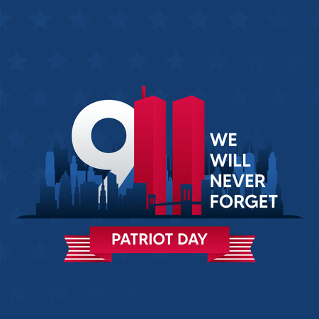 911 USA Never Forget September 11, 2001 Patriot Day Vector Illustration