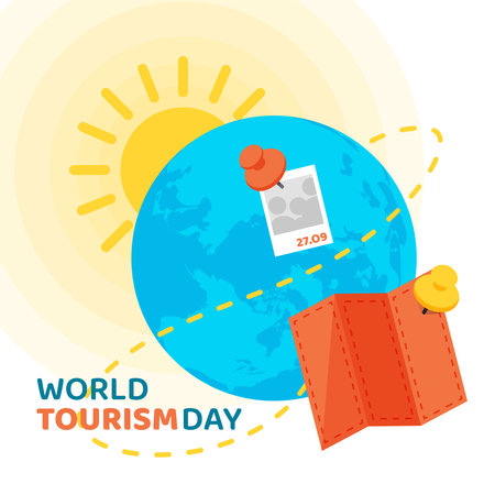 Illustration pour World Tourism Day Vector Illustration - image libre de droit