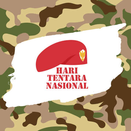 Hari TNI Nasional Indonesia Vector Illustration. Translation: National Soldier Dayのイラスト素材