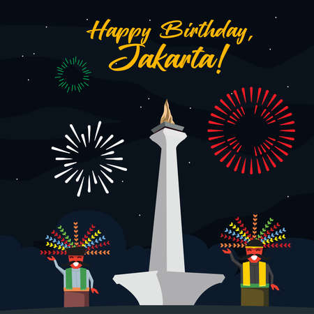 Happy Birthday Jakarta Vector Illustrationのイラスト素材