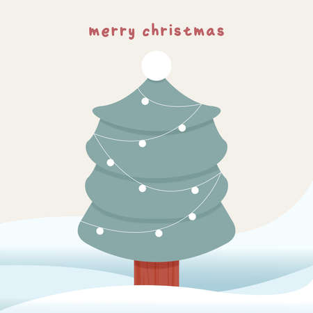 White Merry Christmas Tree Snowのイラスト素材