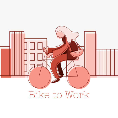 Vector Illustration for Bike to Workのイラスト素材