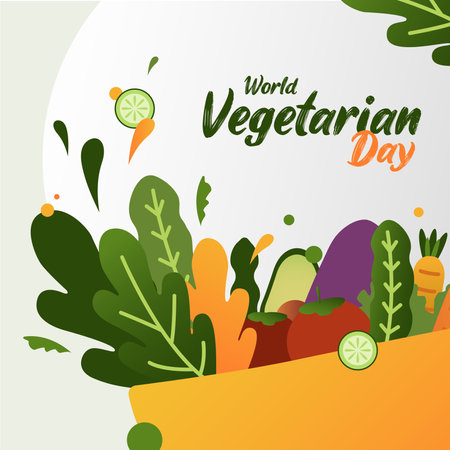Hari Vegetarian Internasional. Translate: World Vegetarian Dayのイラスト素材