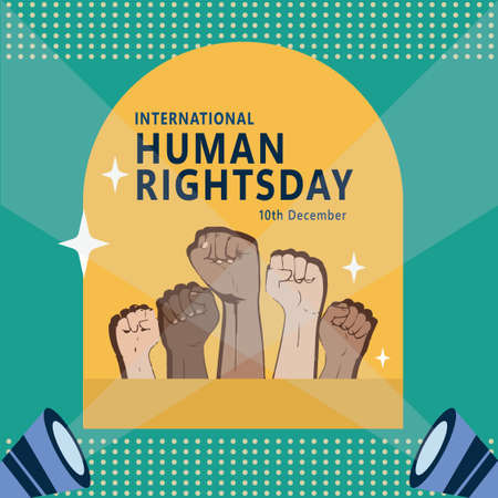 International Human Rights Day Vector Illustration (Vektor Ilustrasi Hak Asasi Manusia)のイラスト素材