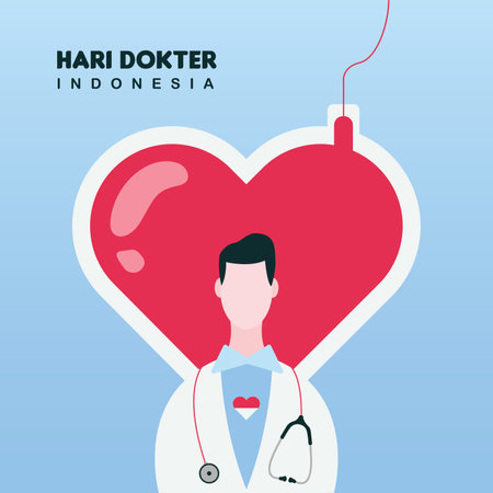Indonesian National Doctors Day Vector Illustration (Ilustrasi Vektor Hari Dokter Indonesia)のイラスト素材