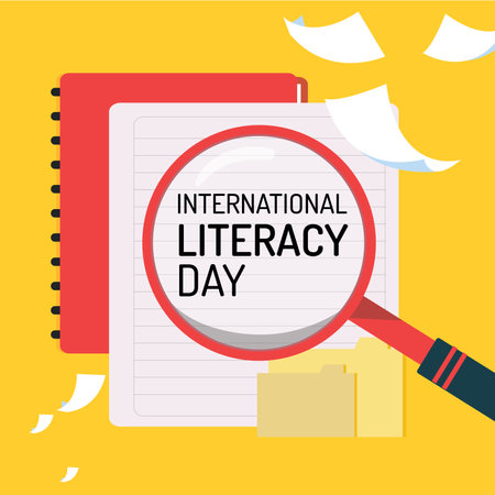 International Literacy Day Vector Illustration (Ilustrasi Vektor Hari Literasi Internasional)のイラスト素材
