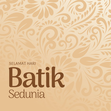 Hari Batik Sedunia (World Batik Day). Batik Style Design with words.の写真素材
