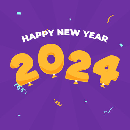 Happy New Year Greeting Card. 2024 Vector Illustration.の写真素材