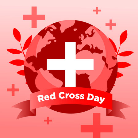 Vector illustration of a background for Red Cross Day in December 14th.の写真素材