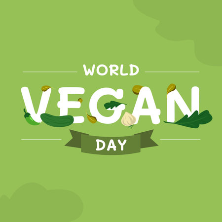 World Vegan Day Vector Illustration. Suitable for greeting card, poster and bannerの写真素材
