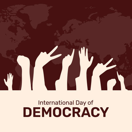 International Day of Democracy. Vector illustration. Background with people hands.の写真素材