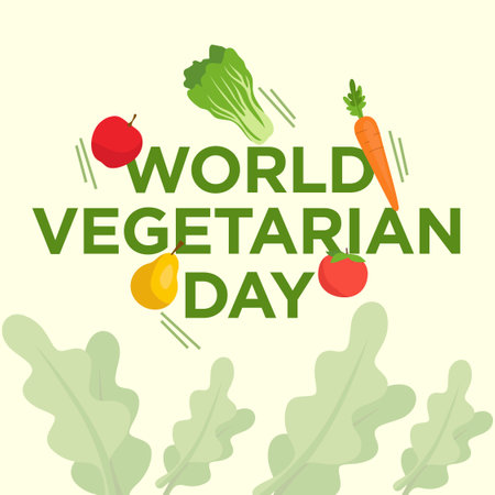World Vegetarian Day. Vector illustration. Flat design style. Design template.の写真素材