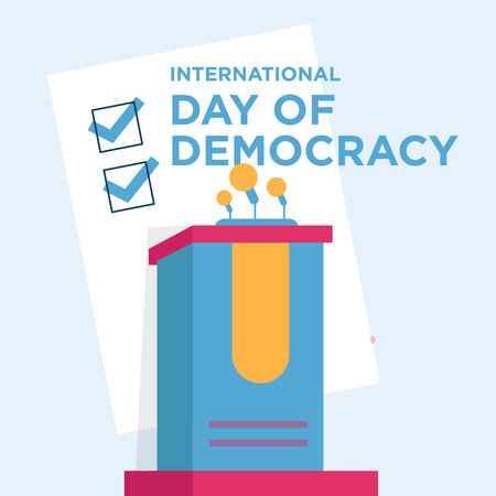 International Day Of Democracy. Vector illustration in flat style on blue background.の写真素材