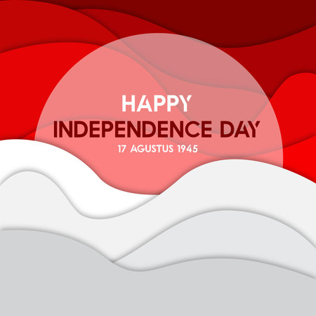 Happy Independence Day background with paper cut shapes.のイラスト素材
