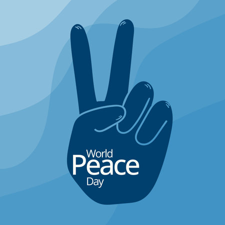 World Peace Day. Vector illustration of a hand with peace sign.の写真素材