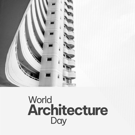 World Architecture Day concept with architecture background. Black and white tone.の写真素材