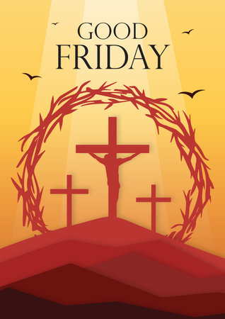 Good Friday background with cross and crown of thorns. Vector illustration.のイラスト素材