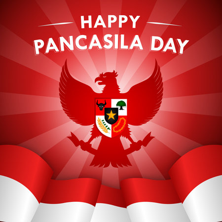 Vector illustration for Happy Pancasila Day celebration  post.のイラスト素材