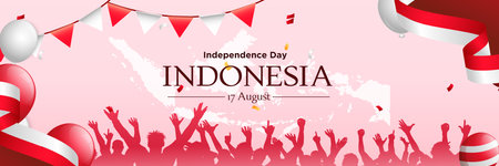 Indonesia Independence Day Celebration Vector Illustration.のイラスト素材