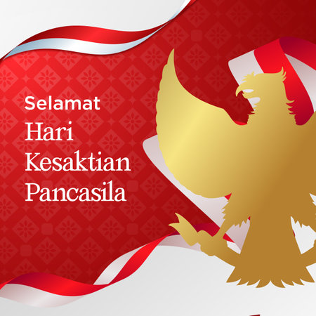 Vector illustration of a background for Indonesia Hari Kesaktian Pancasila National Dayのイラスト素材