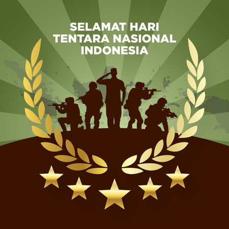 "Selamat Hari Tentara Nasional Indonesia" means "Happy National Indonesia's Soldier Day" soldier's day design, vector illustrationのイラスト素材