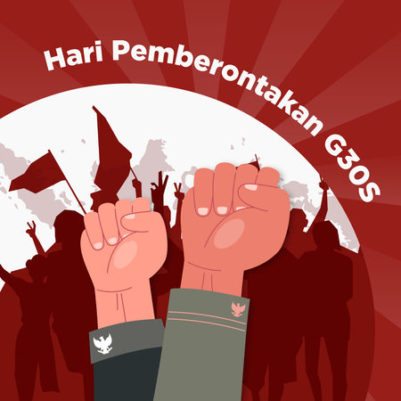 "Hari Pemberontakan G30S" means "30 September movement". Vector Illustration.のイラスト素材