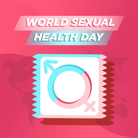 World Sexual Health Day vector illustration in flat design style on pink background.のイラスト素材