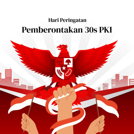Hari Peringatan Pemberontakan 30S PKI greeting card design vector illustration.のイラスト素材