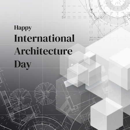 Conceptual background for International Architecture Day. Vector Illustration.のイラスト素材