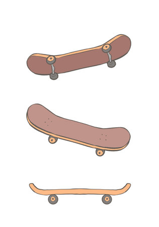 Skateboard Simple Illustration Cute Cell Shadingの写真素材