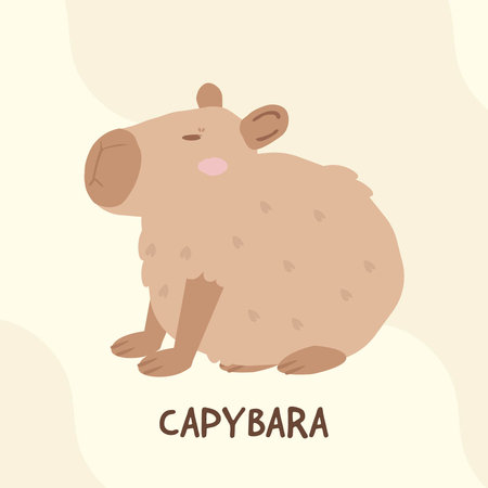 Cute animal capybara children's illustration for kids.のイラスト素材