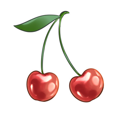 Cherry Illustration with Stylized Illustrationの写真素材